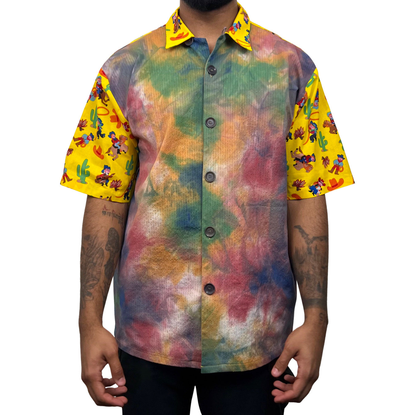 LIMITED EDITION: Button-Up in Tye Dye & Yellow Print